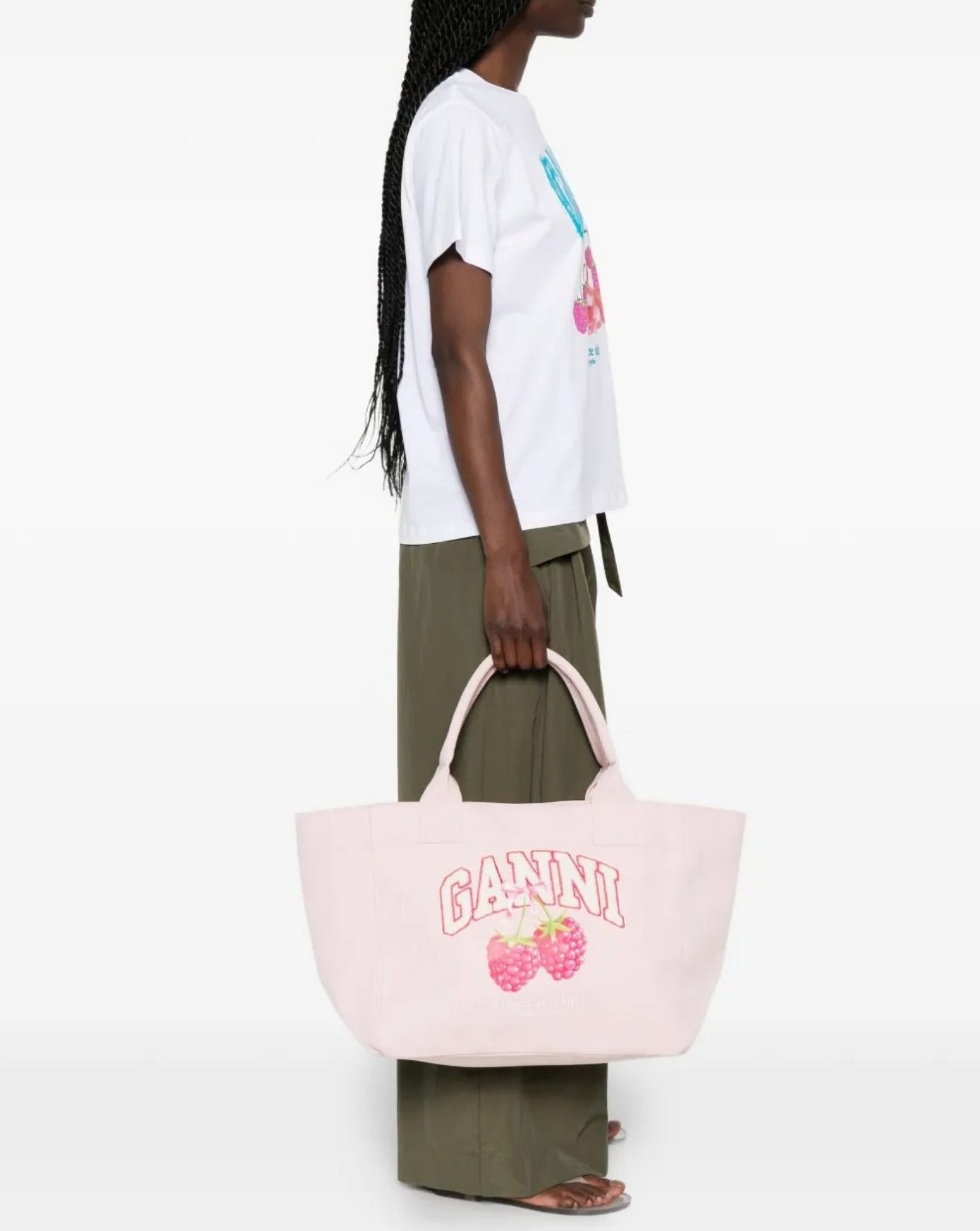 Bolso Ganni Medium Trapeze Shopper Raspberry Print B2110087 135 GANNI 