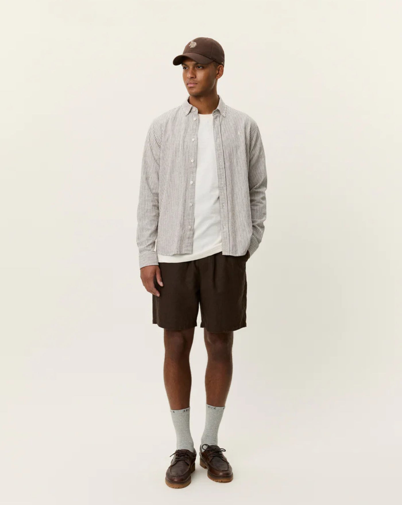 Camisa Les Deux Konrad Stripe 1001330 826TEAK BROWN LES DEUX 