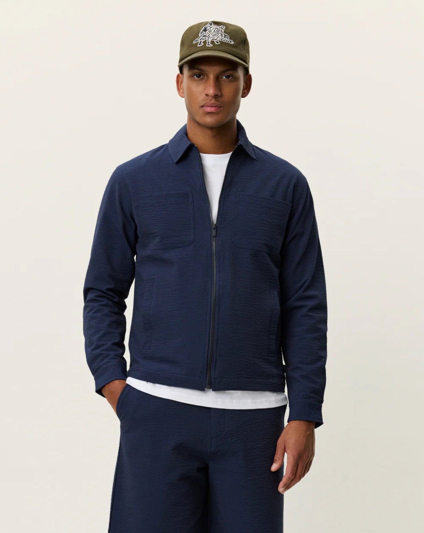 Chaqueta Les Deux Marseille Seersucker Zipper Jacket 1001366 460 LES DEUX 