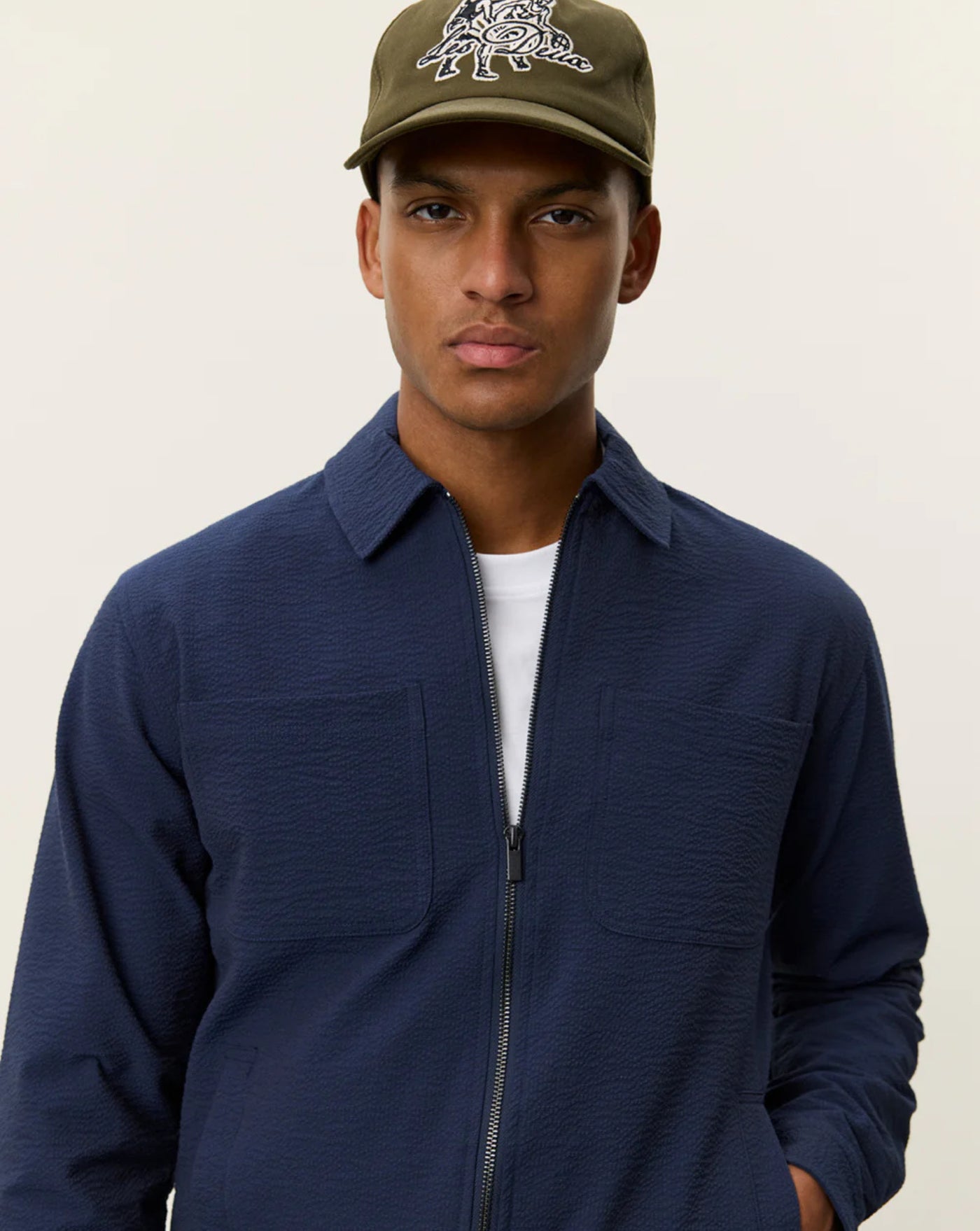 Chaqueta Les Deux Marseille Seersucker Zipper Jacket 1001366 460 LES DEUX 