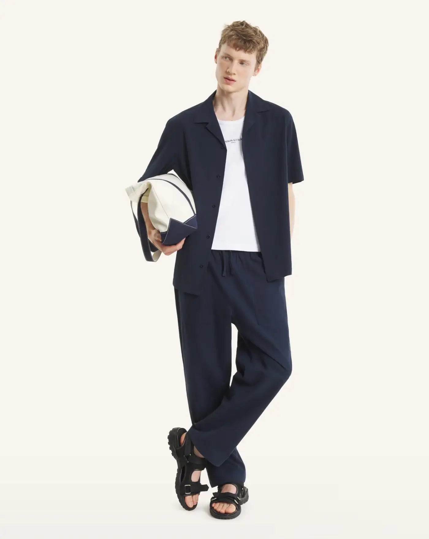 Camisa Maison Kitsune Seersucker Resort QM00407WC5082 0413 MAISON KITSUNE 