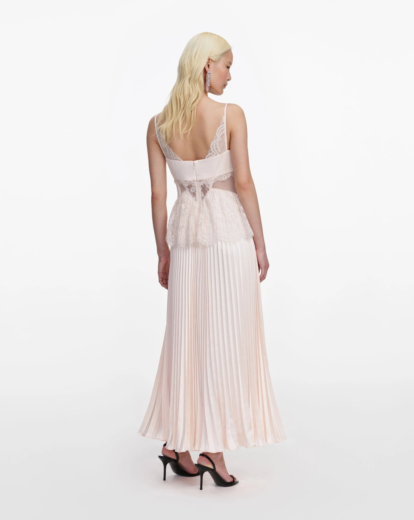 Vestido Self Portrait Blush Satin Lace Midi Dress SS26015MAP PINK SELF-PORTRAIT 