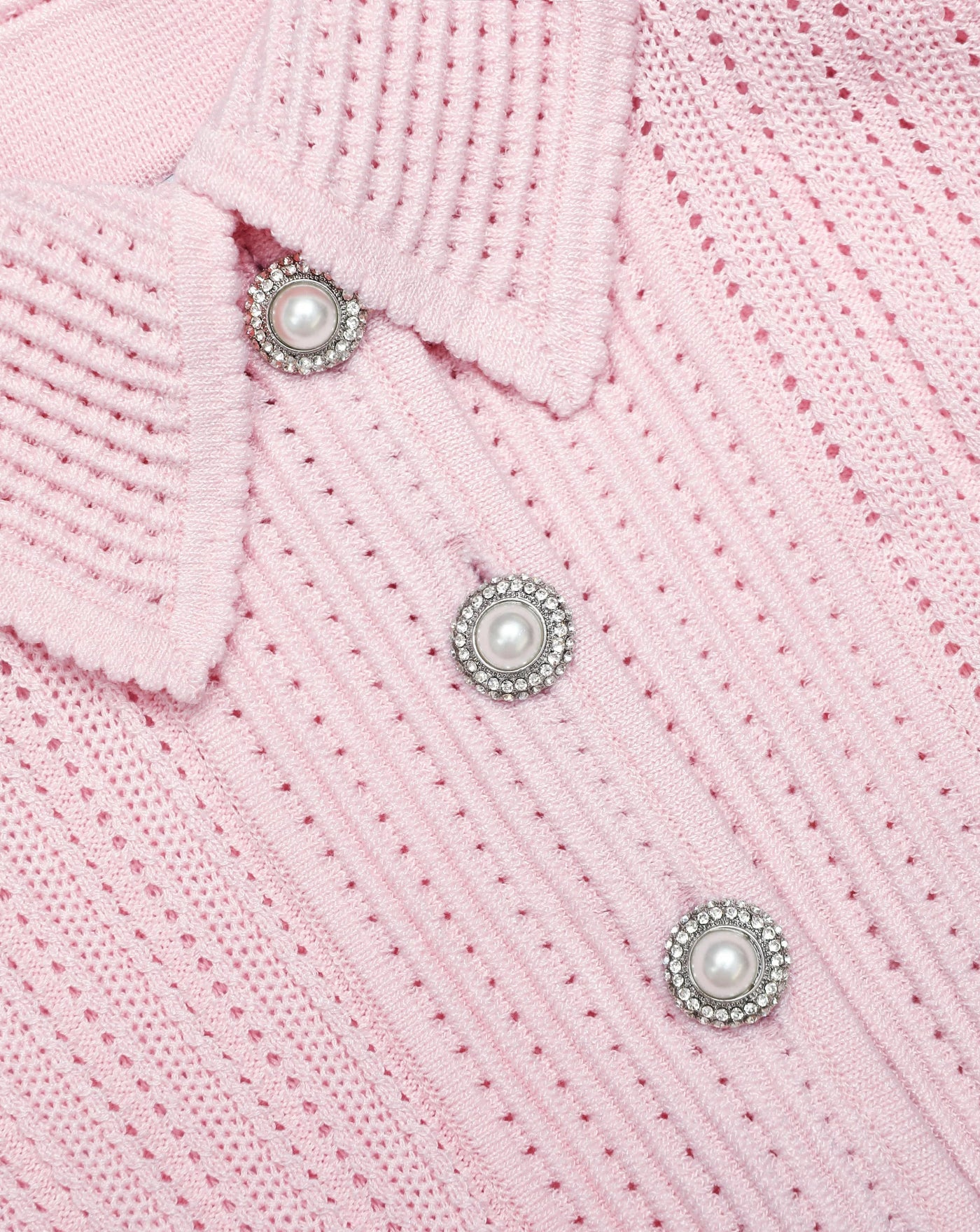 Vestido Self Portrait Pink Pointelle Peplum Knit Midi Dress SS26049MP PINK SELF-PORTRAIT 