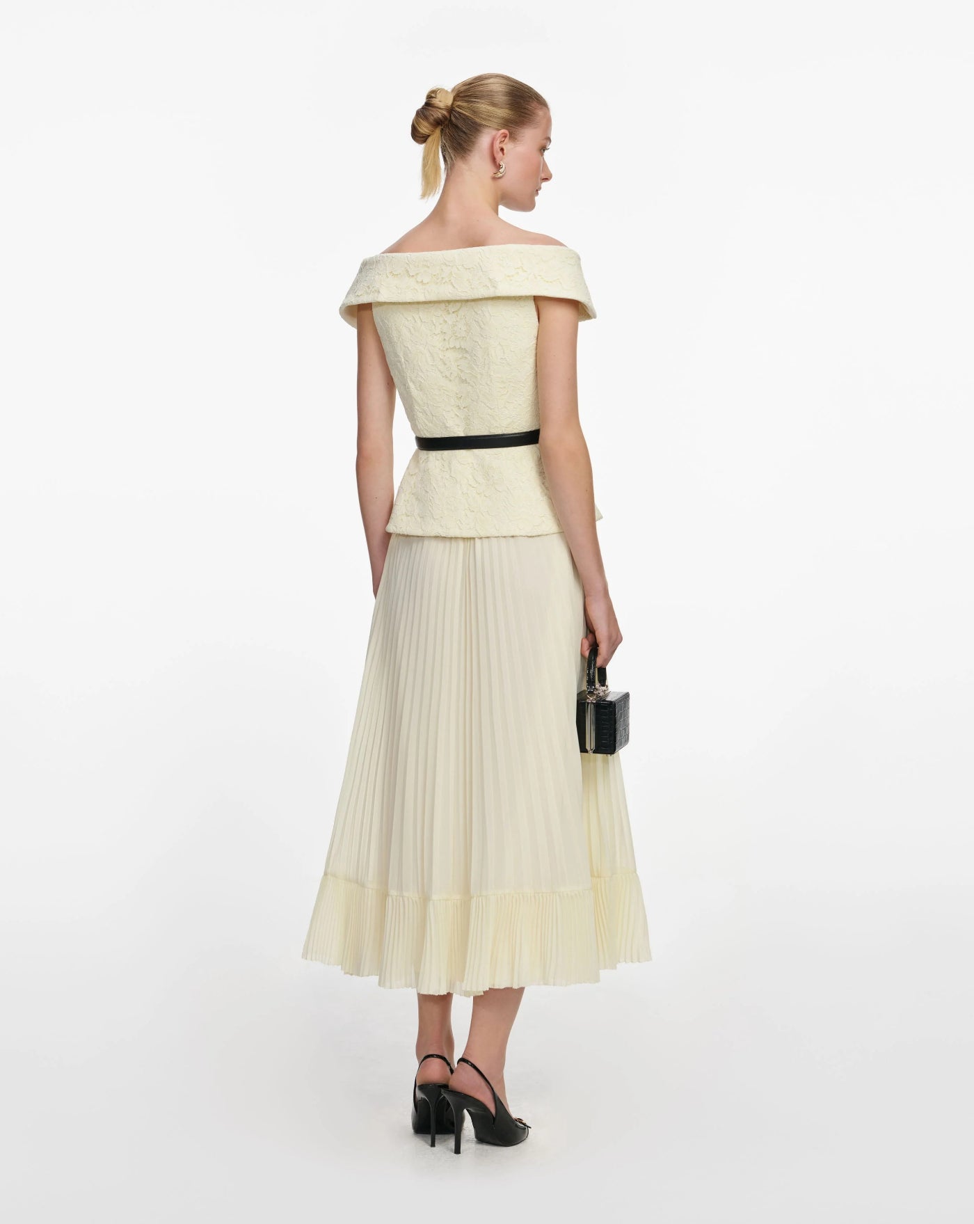 Vestido Self Portrait Yellow Lace Chiffon Midi Dress SS26093MAY YELLOW SELF-PORTRAIT 