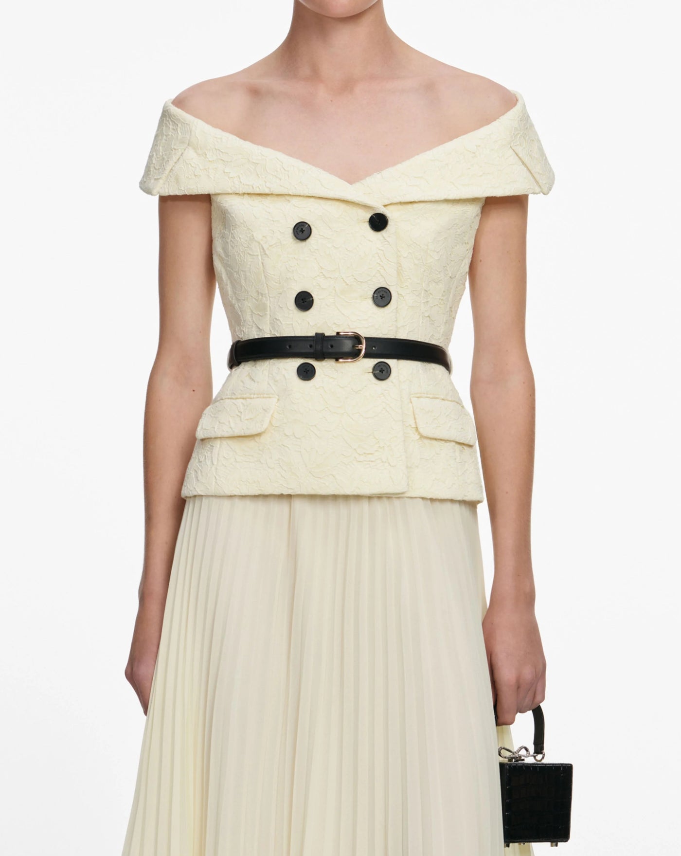 Vestido Self Portrait Yellow Lace Chiffon Midi Dress SS26093MAY YELLOW SELF-PORTRAIT 