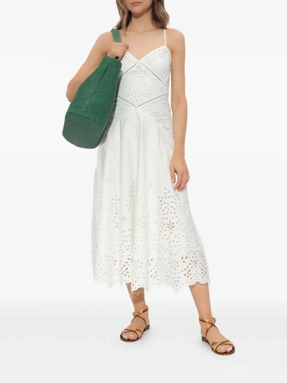 Vestido Self Portrait Cotton Embroidered Mini Dress SS25127M CREAM SELF-PORTRAIT 