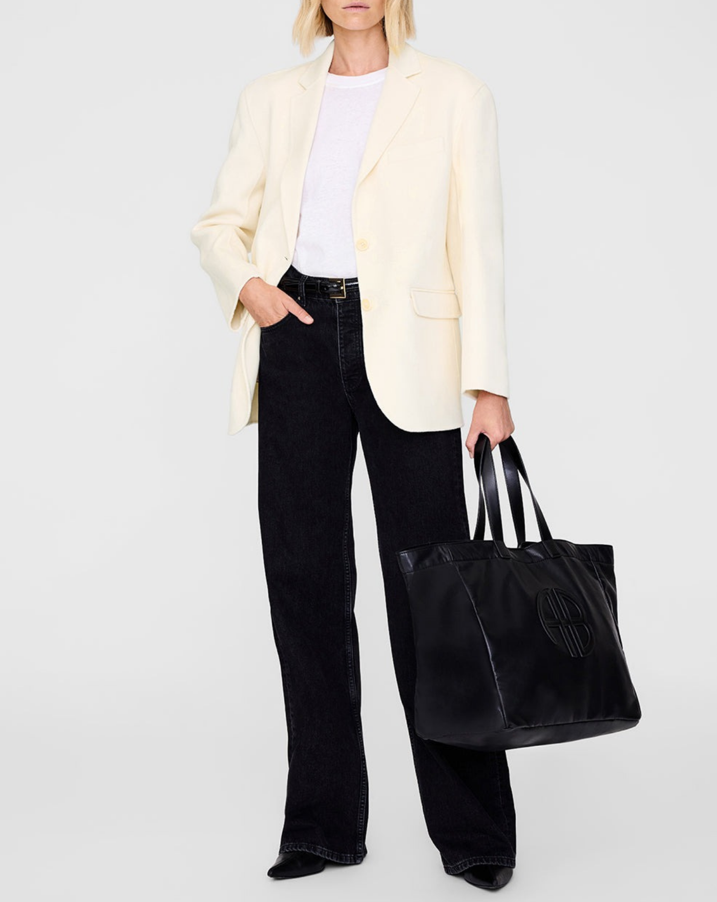 Bolso Anine Bing Large Rio Tote A132148 005BLACK RECYCLED LEATHER ANINE BING 