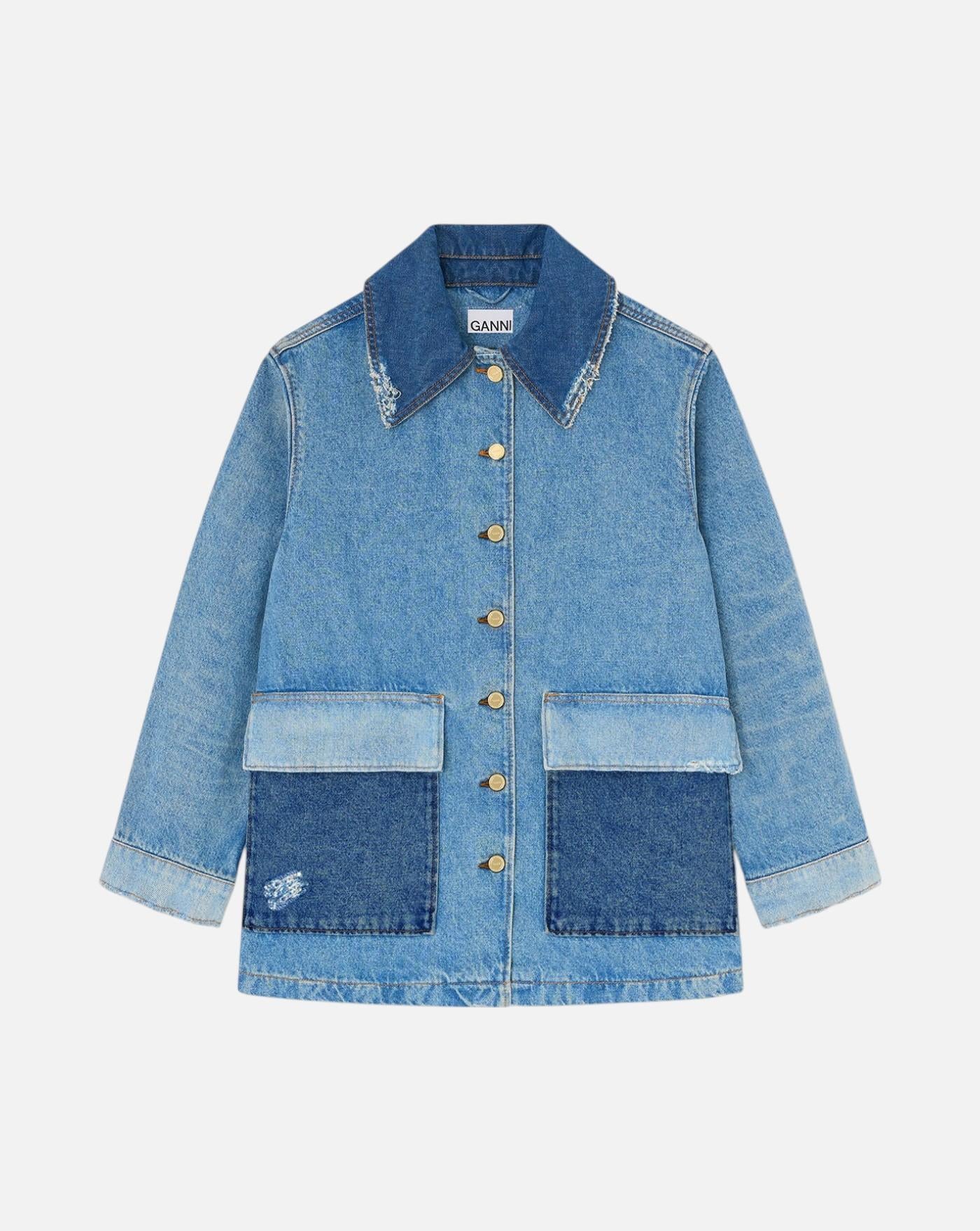 Chaqueta Denim Ganni "patchwork" A1010179 567 MID BLUE VINTAGE GANNI 