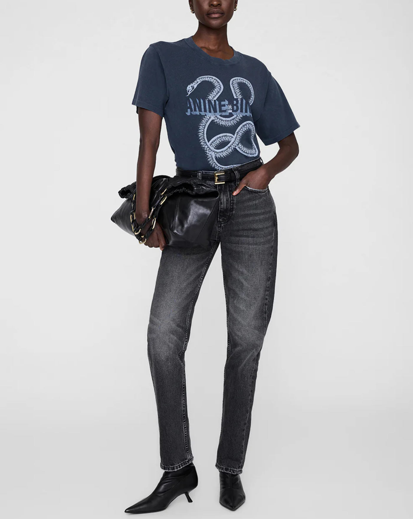 Camiseta Anine Bing Lili Tee Snake A0811885WBL1  ANINE BING 