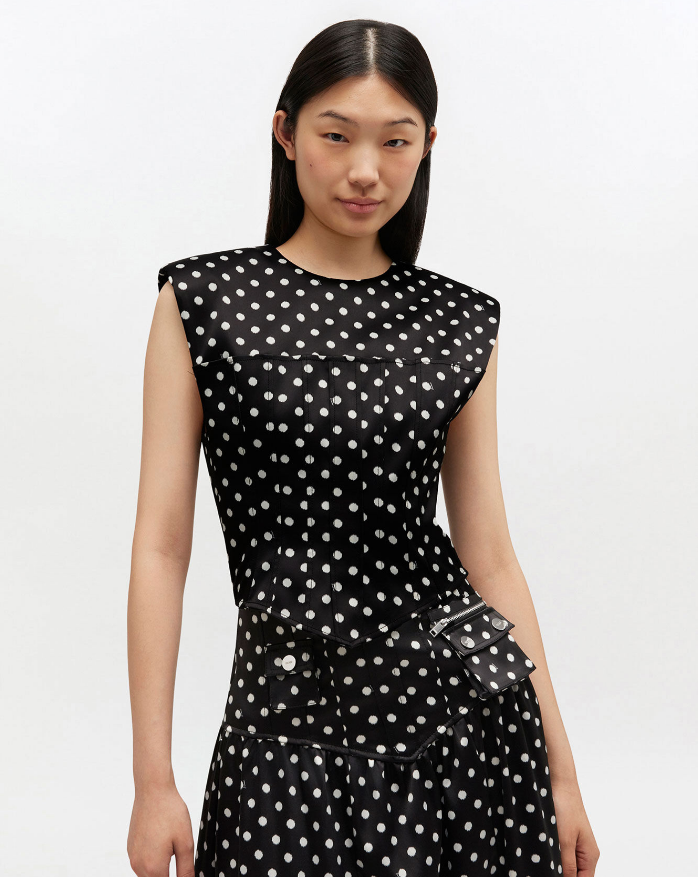 Top Ganni Lunares Satin A1040078 099 GANNI 