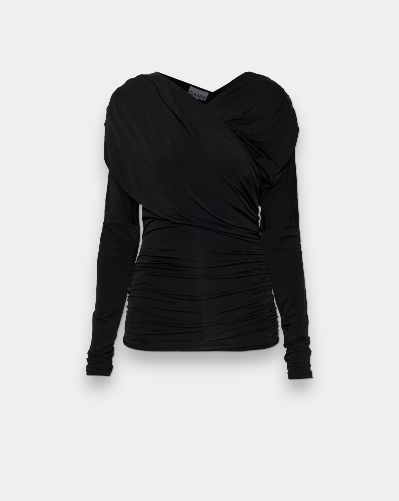 Blusa Ganni Ruched Blouse A1040082 099 GANNI 