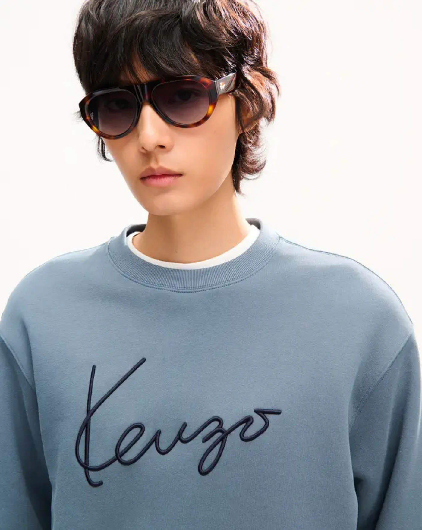 Sudadera de algodón bordada 'KENZO Signature'<BR/><BR/> FG65SW2704MJ 98 GREY KENZO 