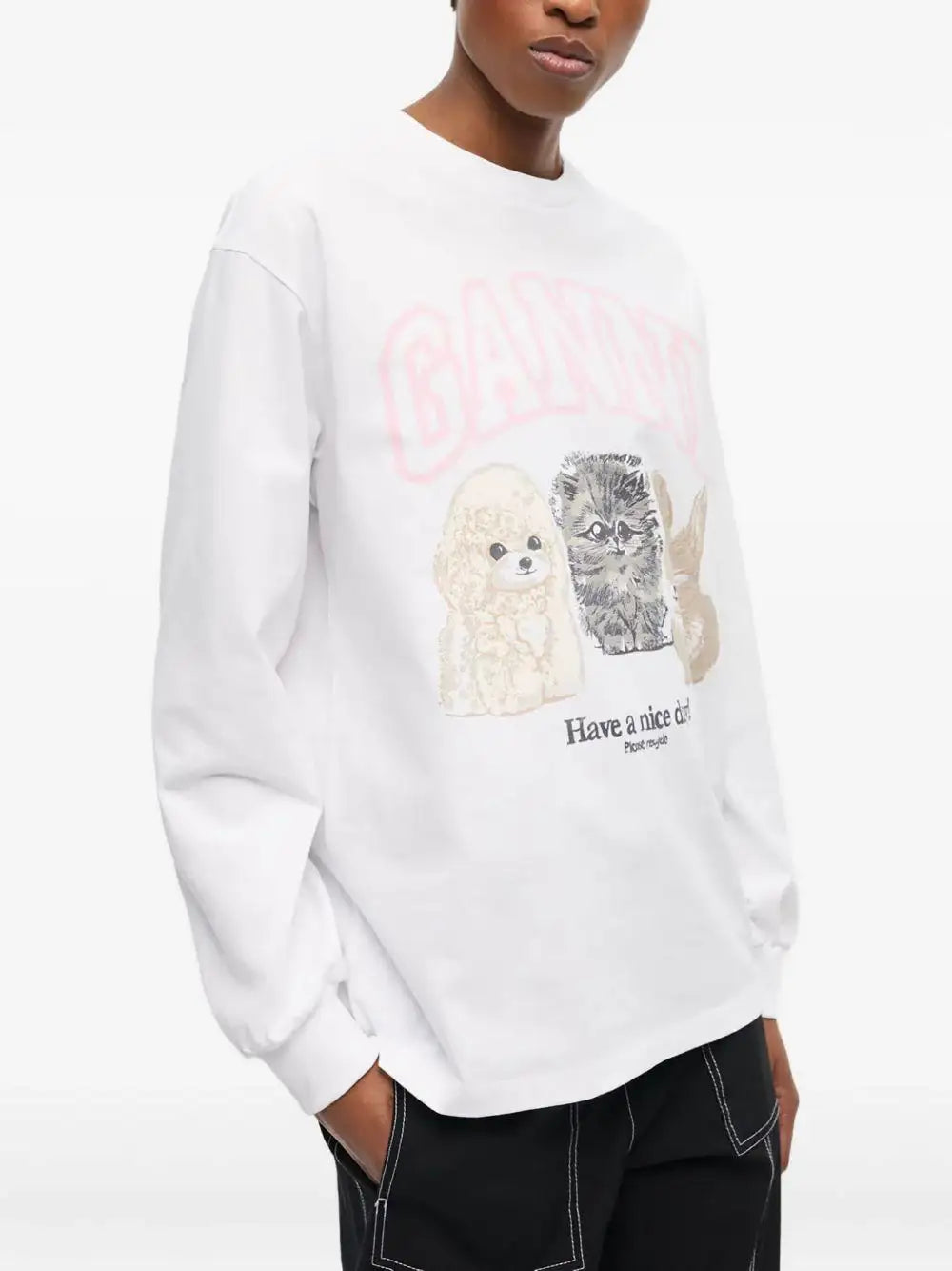 Camiseta Ganni Animals T4275 151 GANNI 
