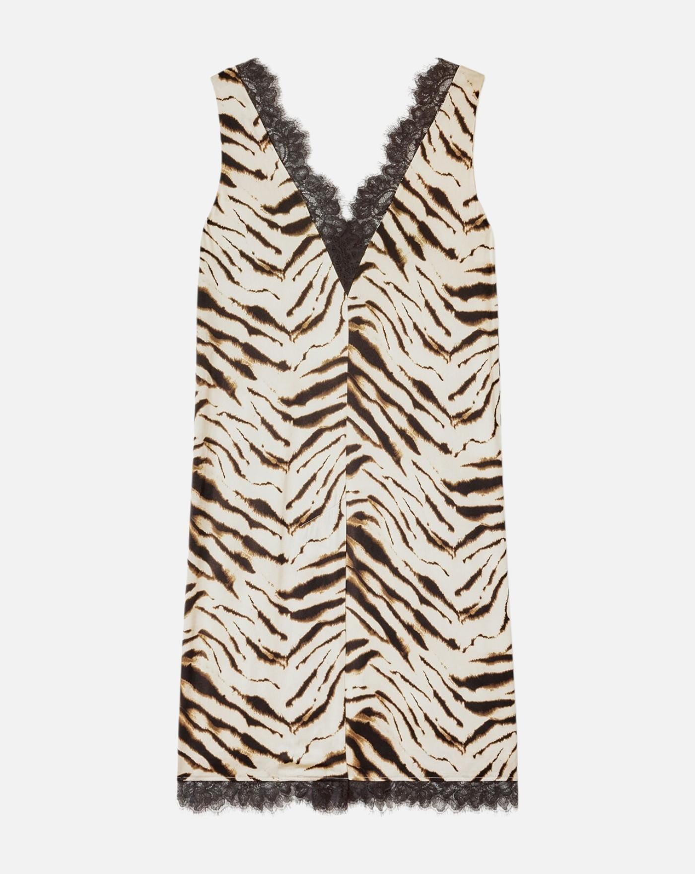 Vestido Ganni Printed Stretch Satin V-neck Midi Dress<BR/> A1030663 135 GANNI 