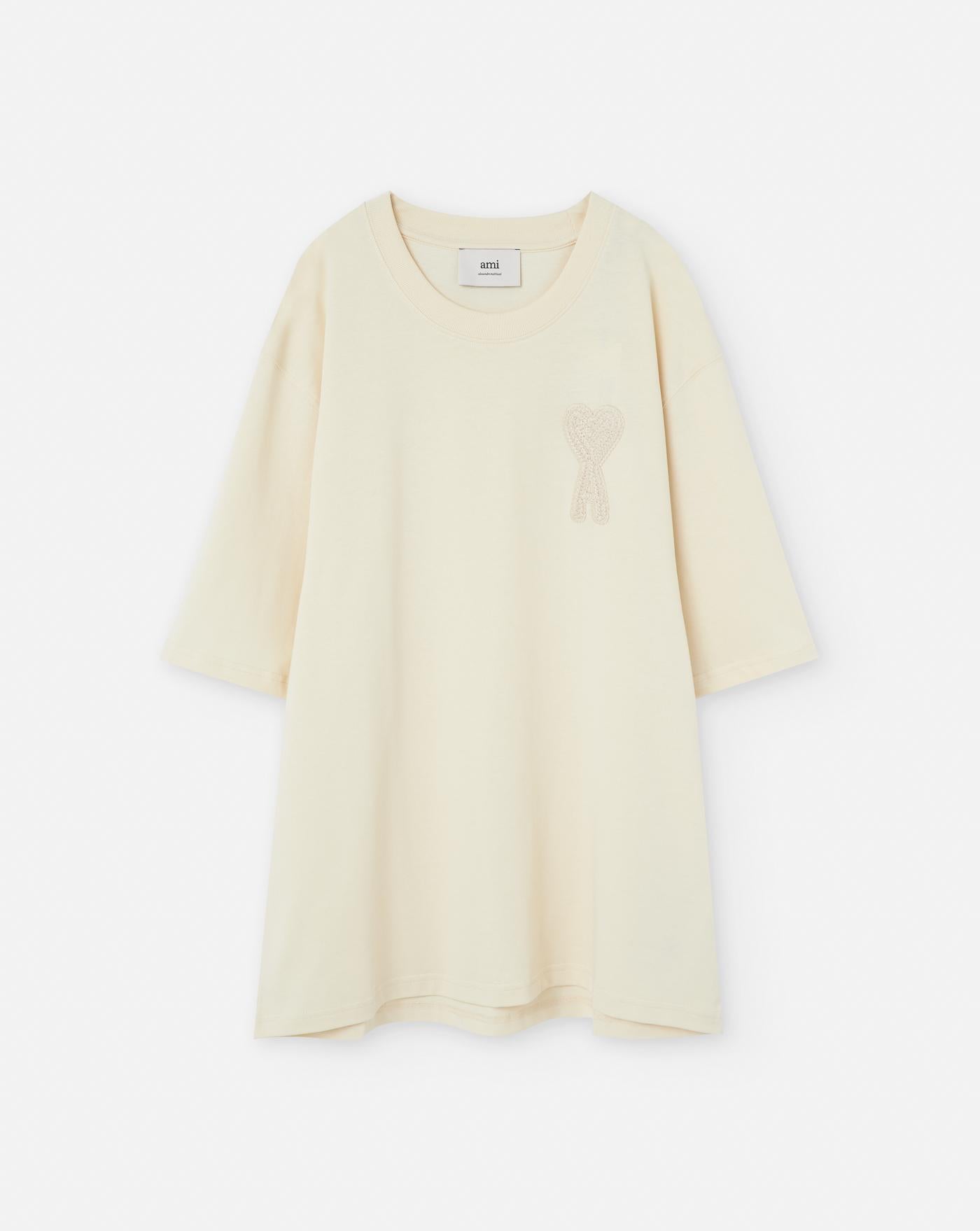 Camiseta Ami Paris Ami de Couer HTS055726 WHITE CREAM AMI PARIS 