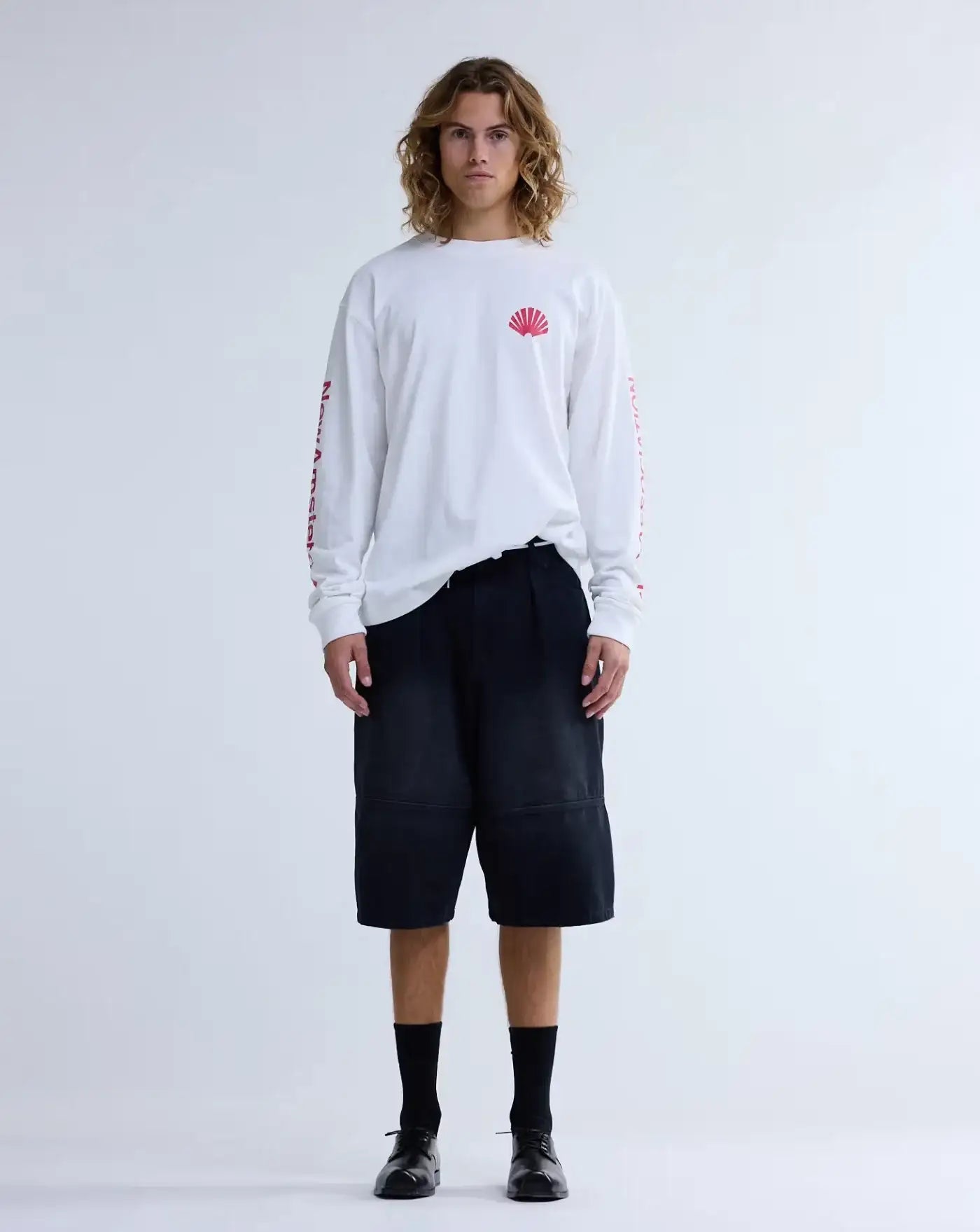 Camiseta New Amsterdam Logo Longsleeve Washed 2601106001 WHITE/DEEP RED NEW AMSTERDAM 