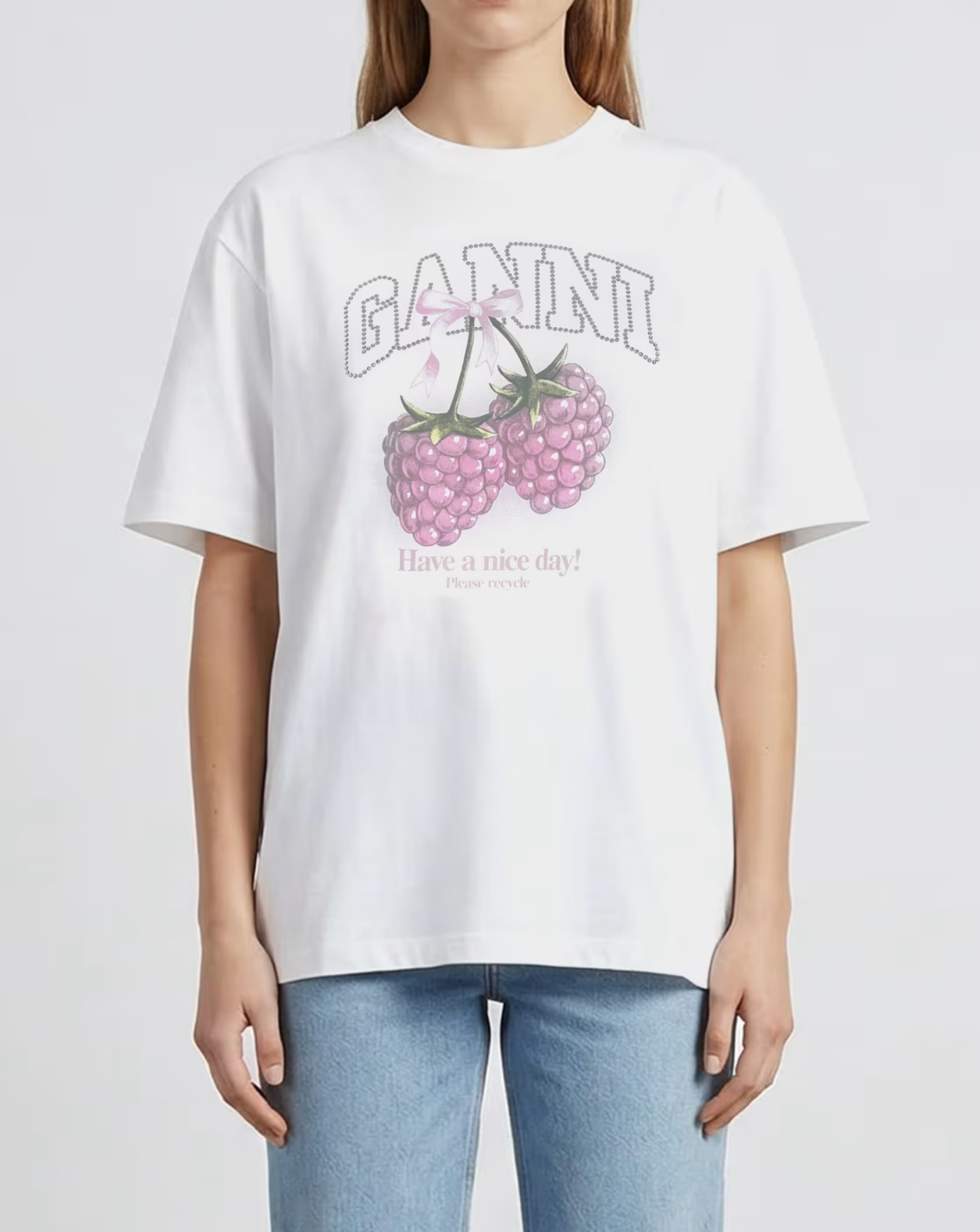 Camiseta Ganni Heavy Cotton Jersey Raspberry A1050140 151BRIGHT WHITE GANNI 