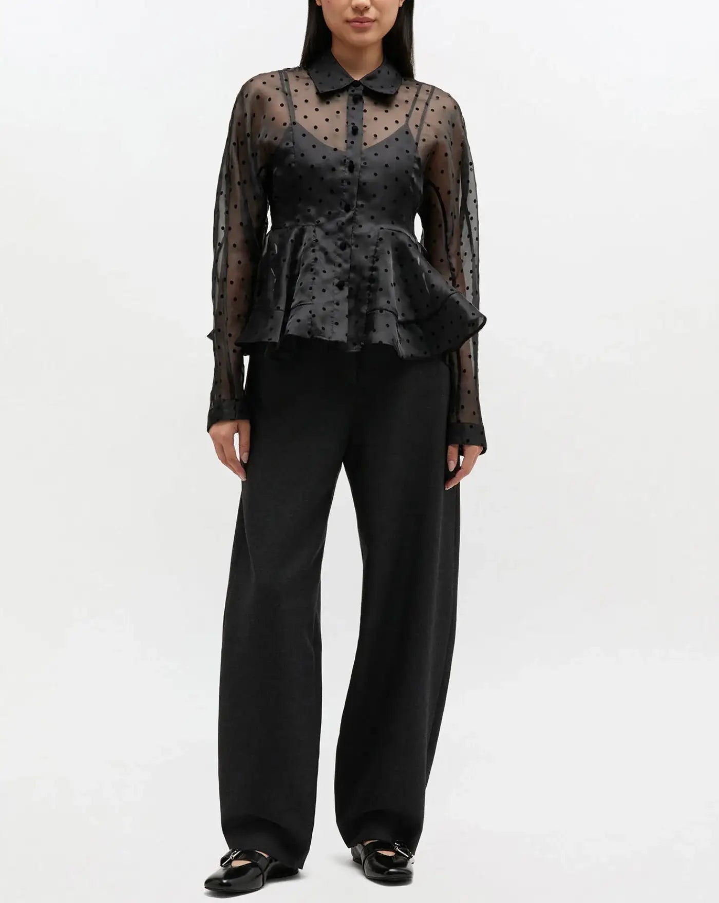 Blusa Ganni Flocked Organza A1040083 099 GANNI 