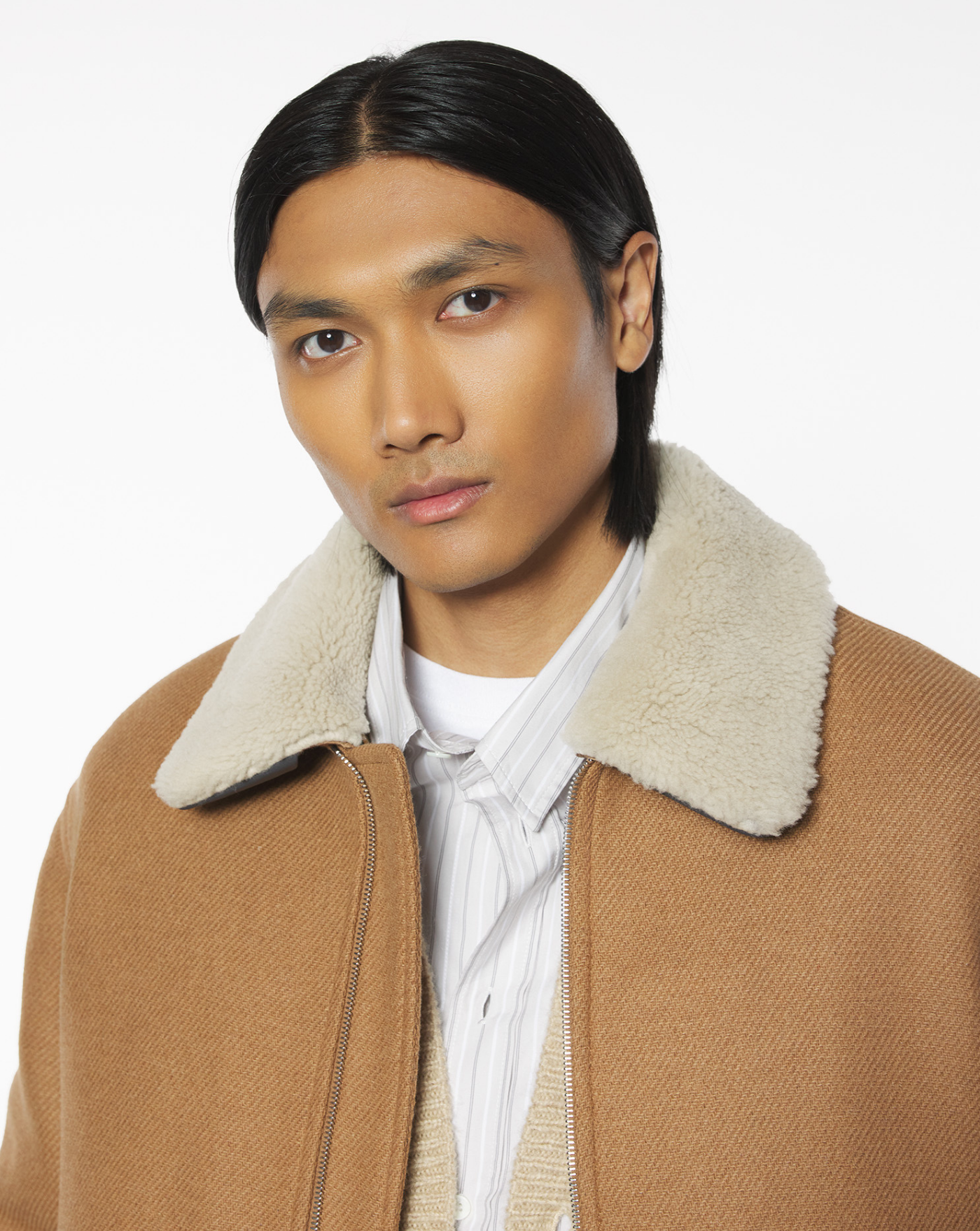 Chaqueta Maison Kitsune Shearling Collar Jacket PM02140WM2030 GINGER BROWM MAISON KITSUNE 