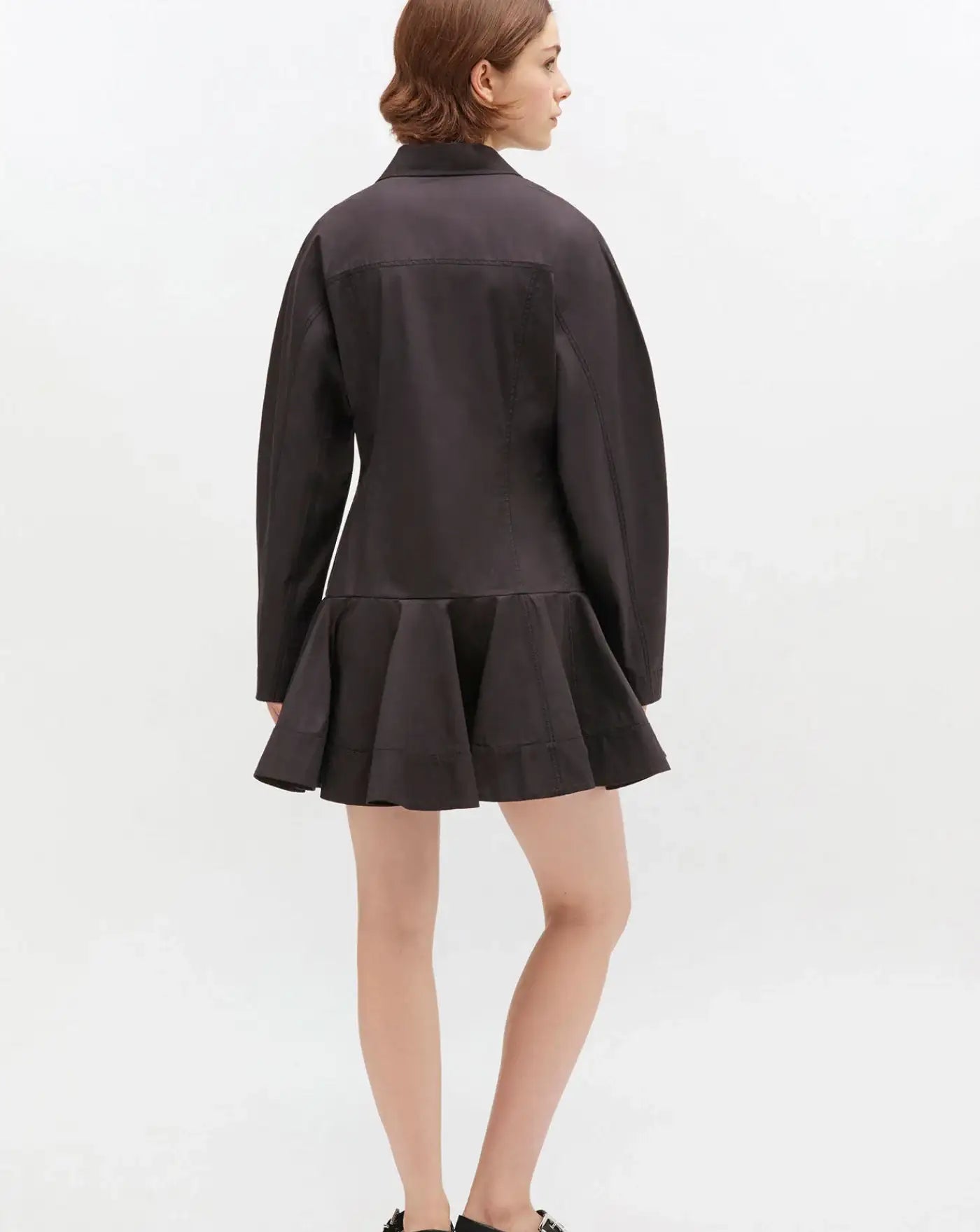 Vestido Ganni Stretch Cotton Buttoned Mini Dress W1001 099 GANNI 
