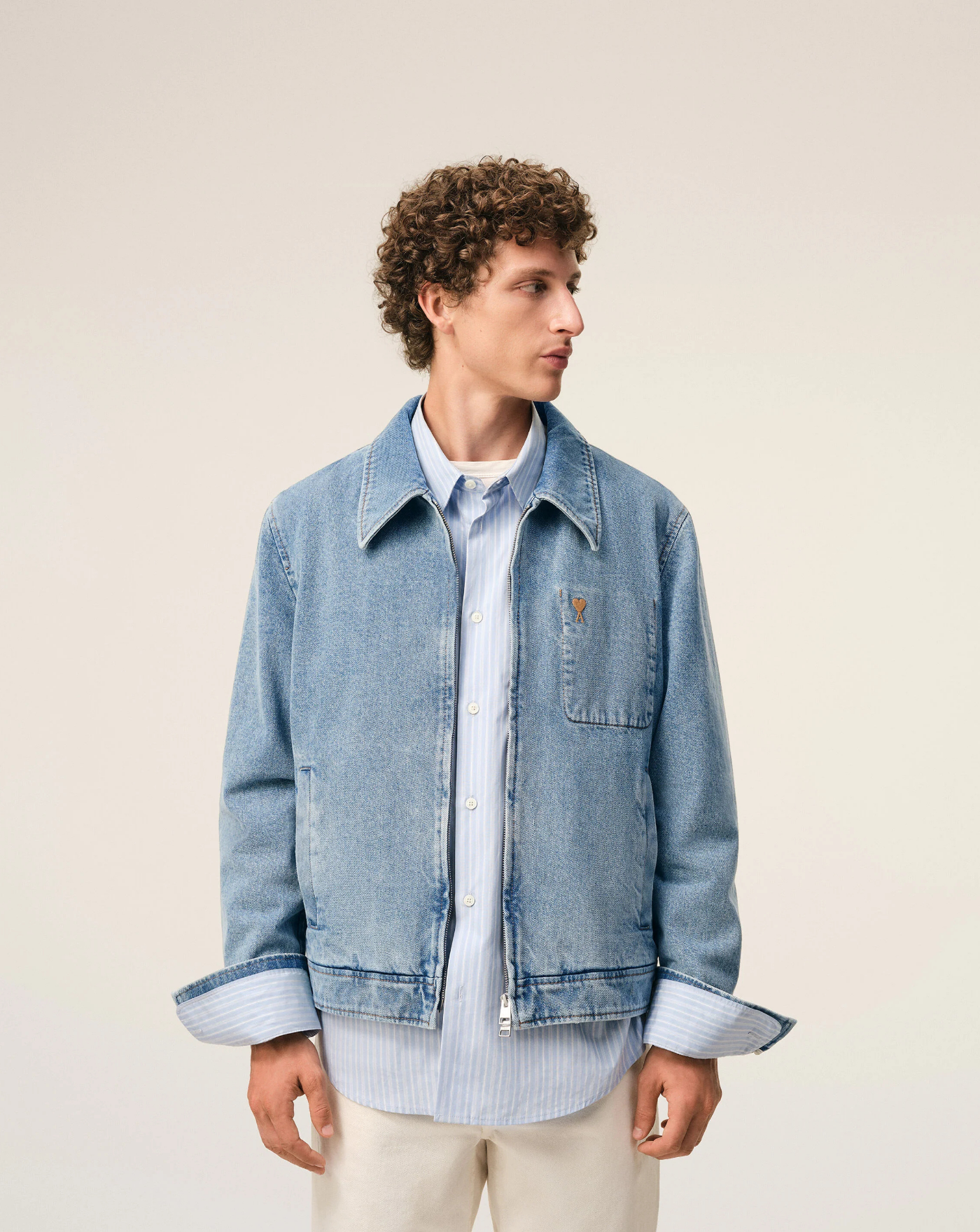 Chaqueta Ami Paris Contrasted Ami de Coeur ZIpped HJK835DE0046 480 AMI PARIS 