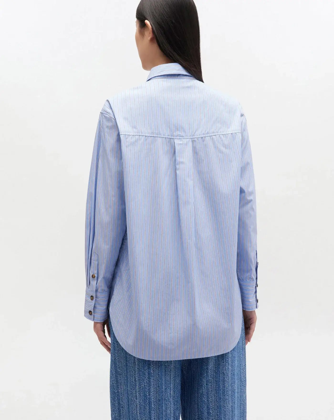 Camisa Ganni Stripe Cotton Oversized Shirt W0826 01M GANNI 