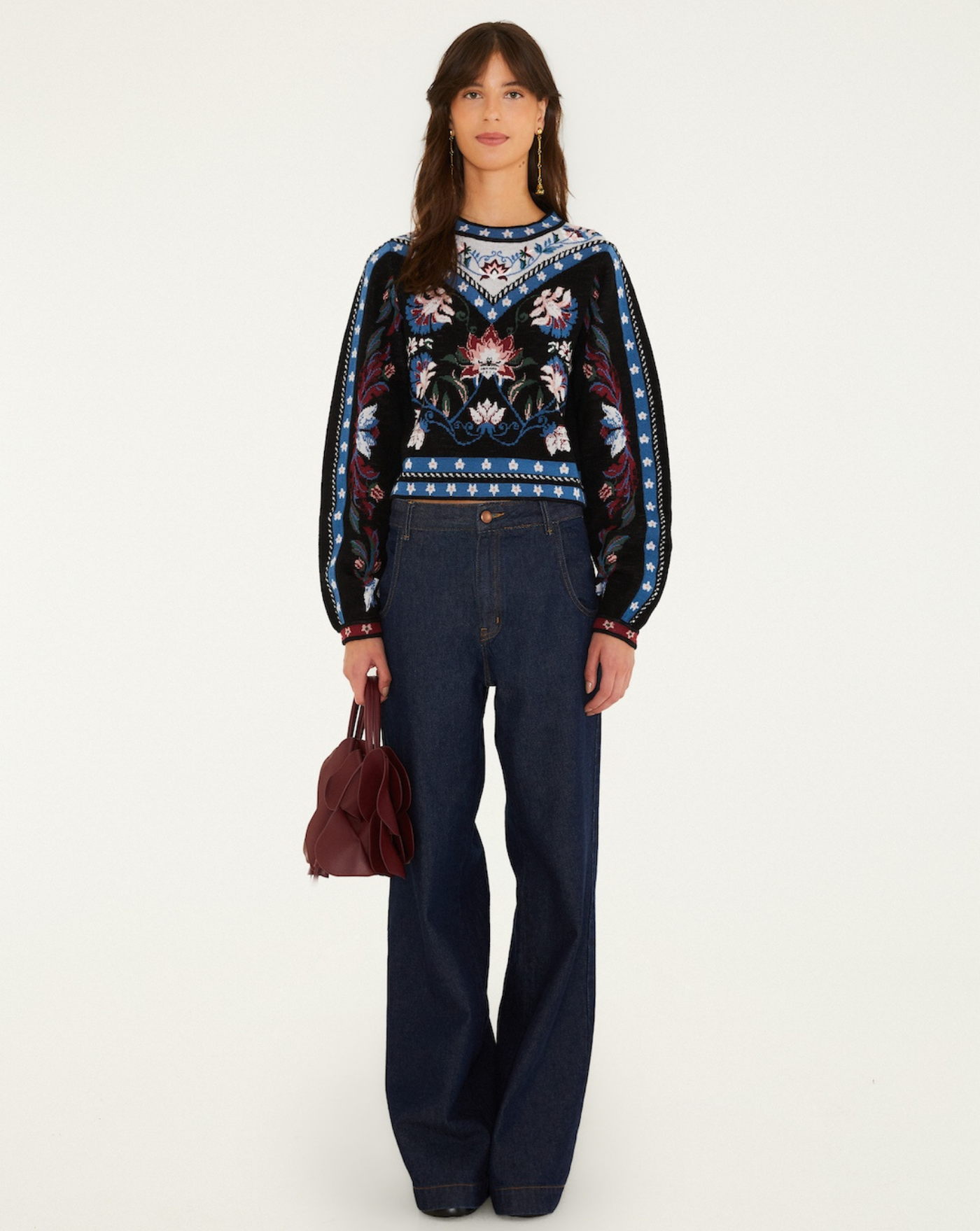 Jersey Natalia 	Burgundy 	Knit 	Sweater<BR/> 360289 26114 NATALIA FARM RIO 