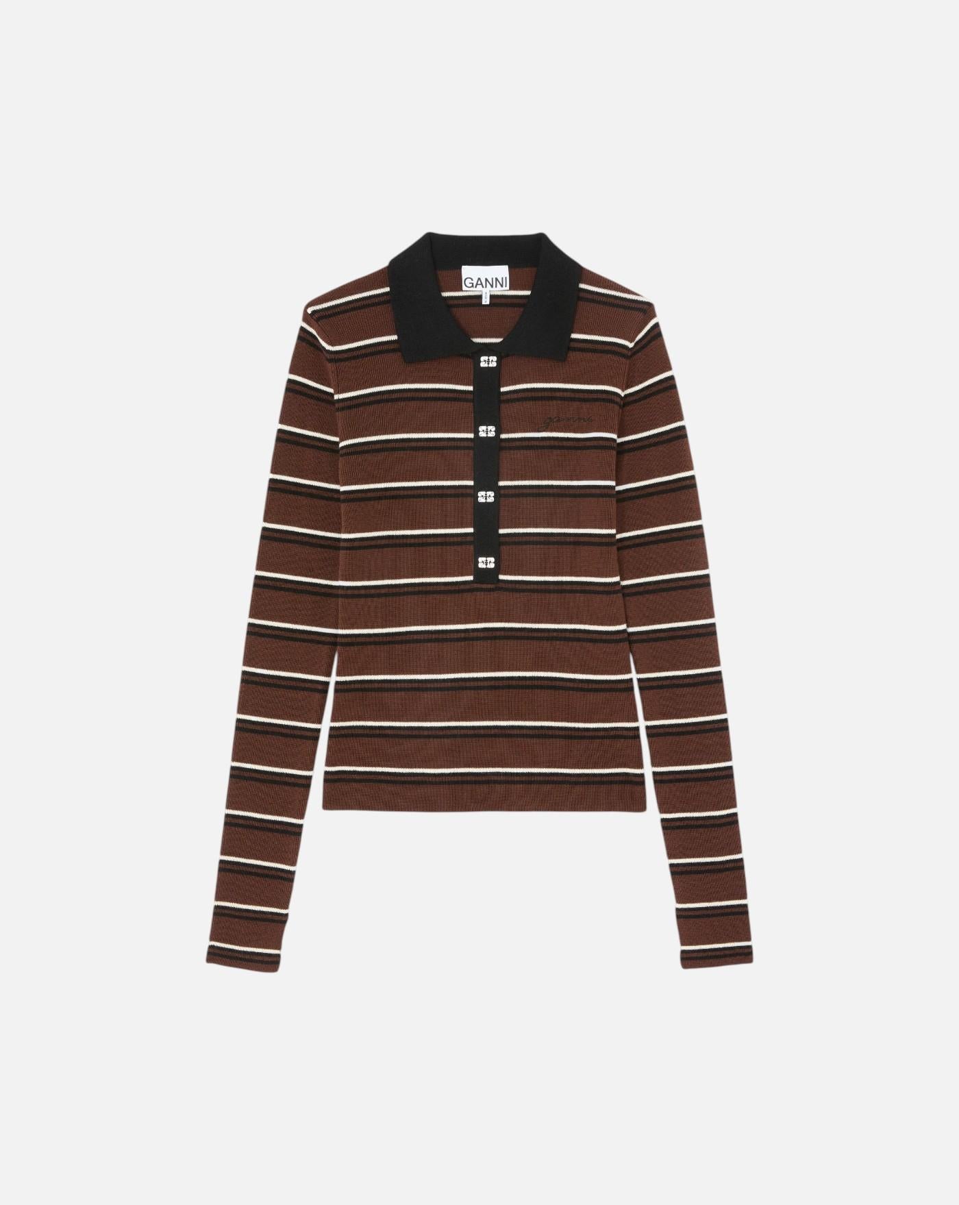 Polo Ganni Mini Ribbed Merino Polo A1170004 999 GANNI 