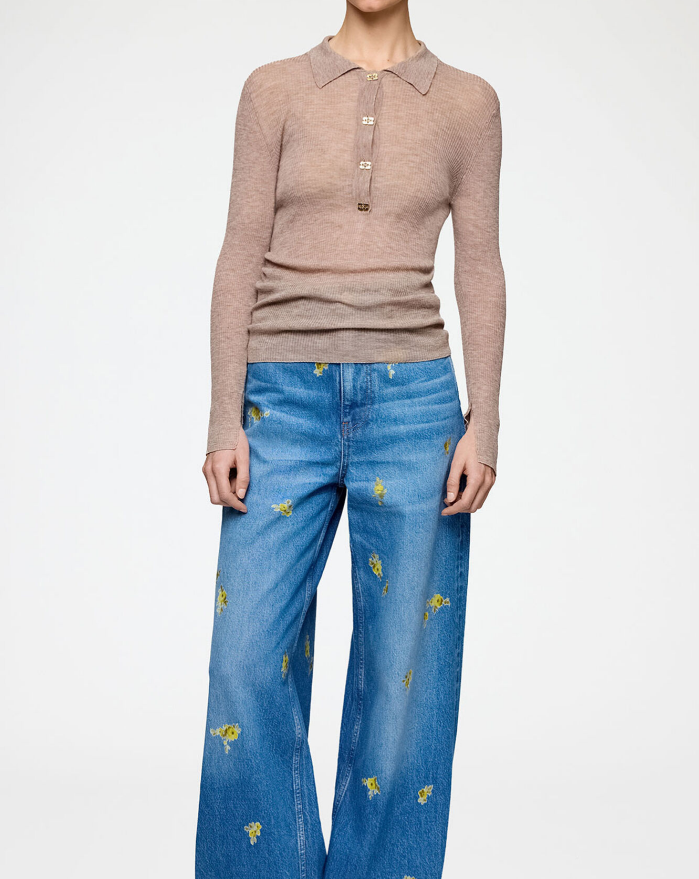 Polo de lana fina Ganni<BR/> A1070281 883 SAFARI GANNI 