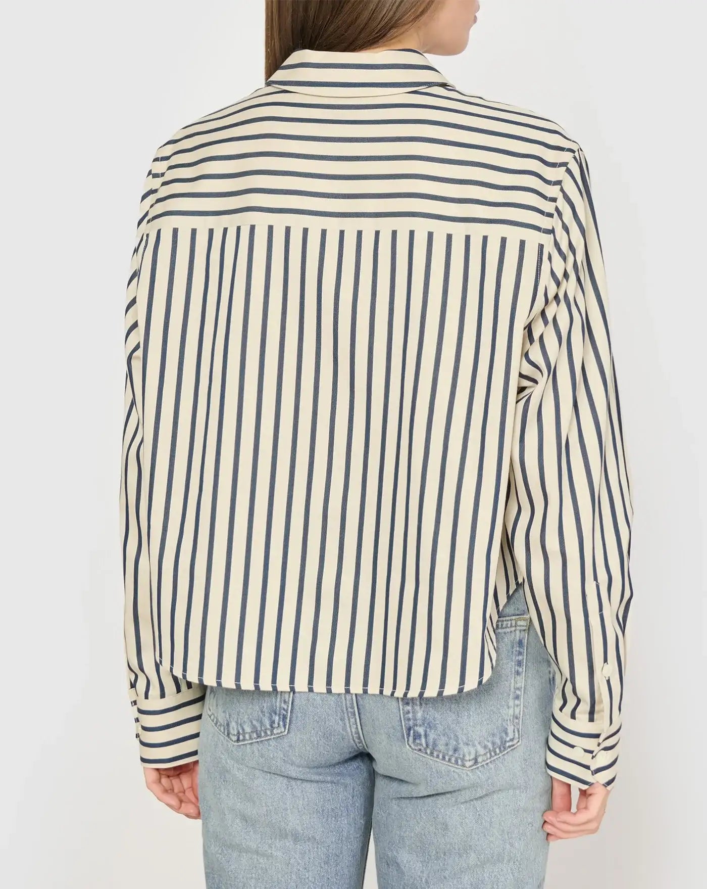 Camisa Anine Bing Essie Cropped Shirt A0712065STR13  ANINE BING 