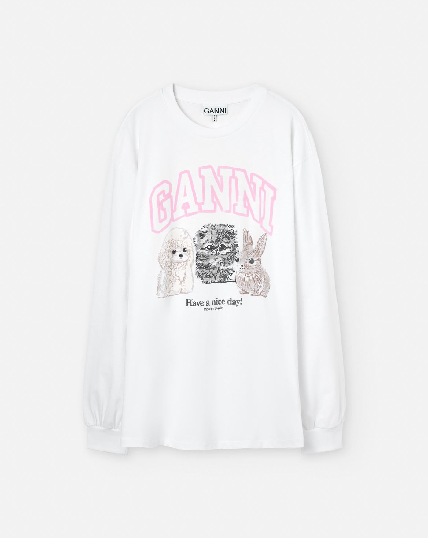 Camiseta Ganni Animals T4275 151 GANNI 