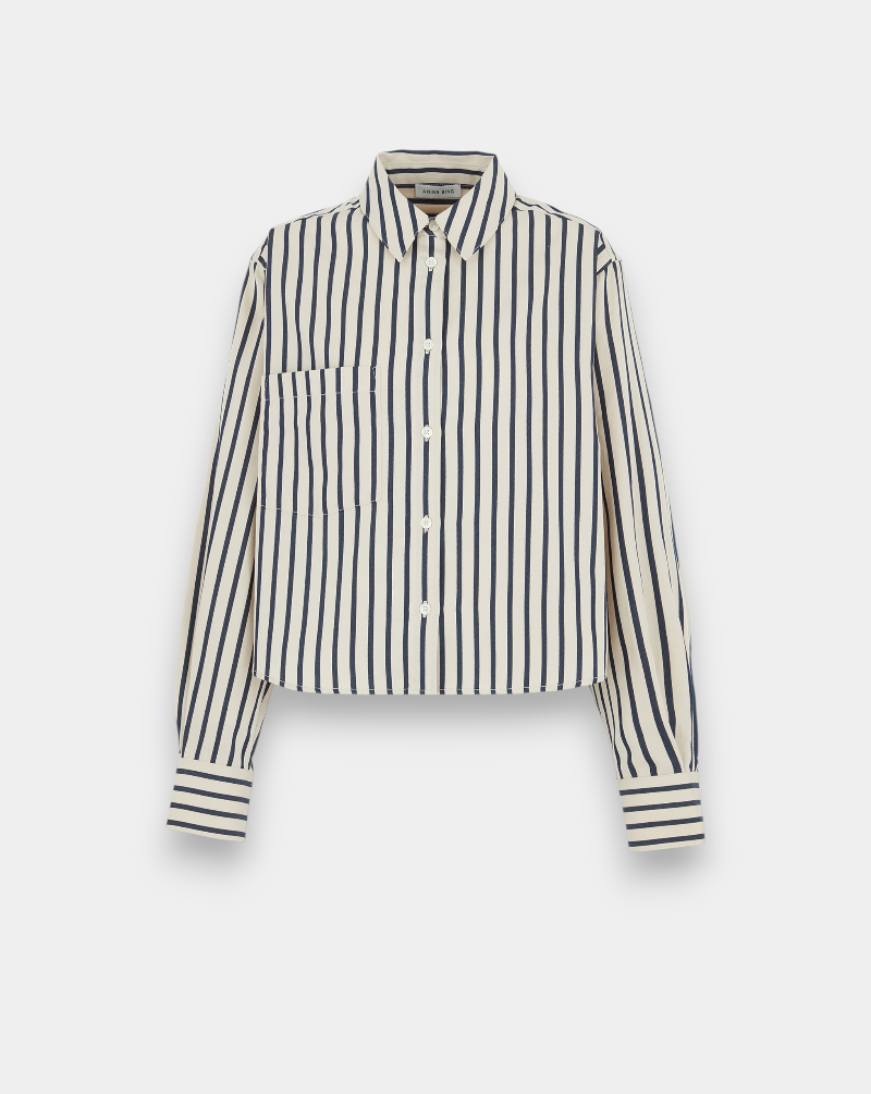 Camisa Anine Bing Essie Cropped Shirt A0712065STR13  ANINE BING 
