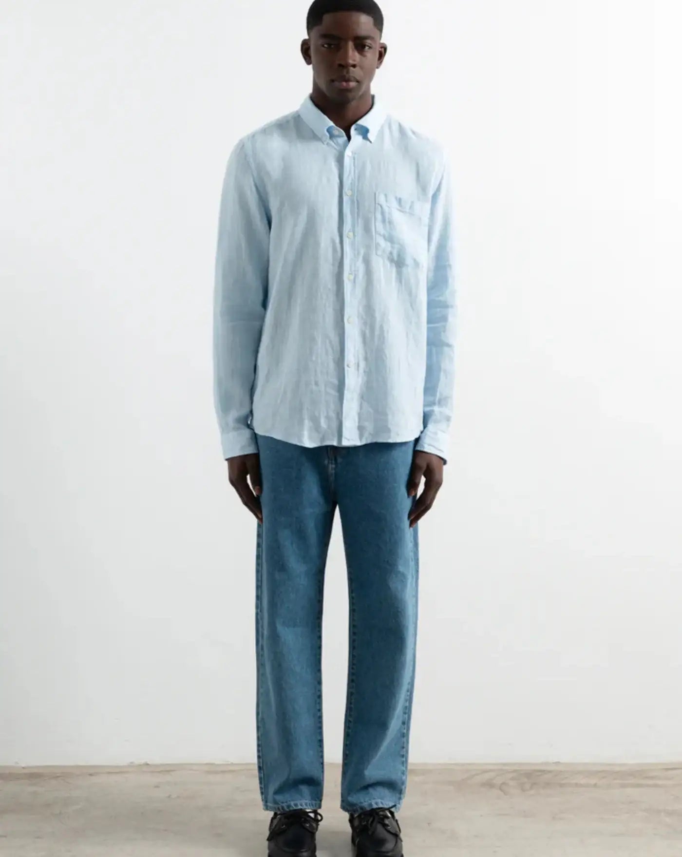 Camisa Edmmond Linen shirt light blue 1261005500 PLAIN LIGHT BLUE EDMMOND 