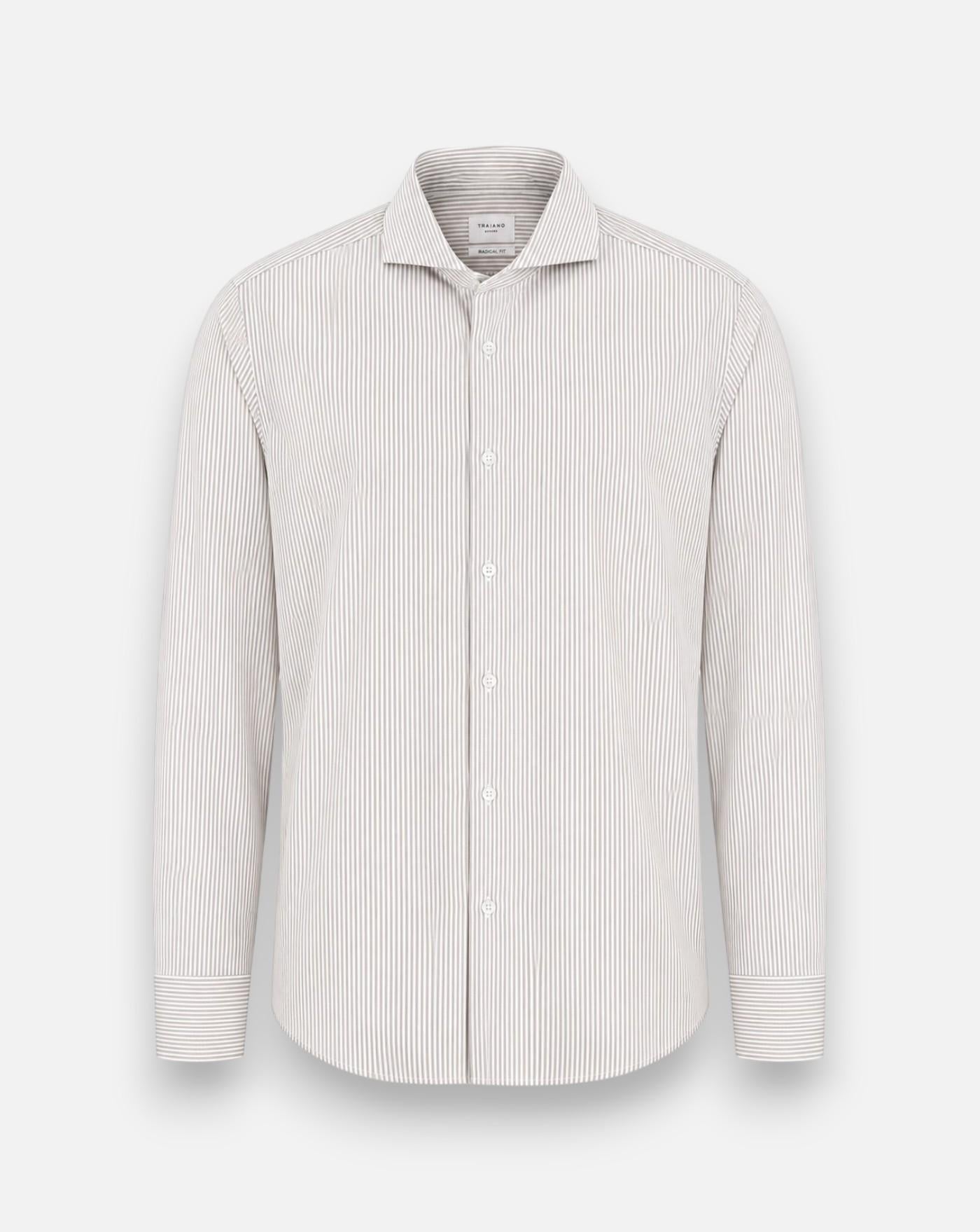 Camisa Traiano Stretch Radical Fit T16010 317 263 BEIGE STRIPED TRAIANO MILANO 