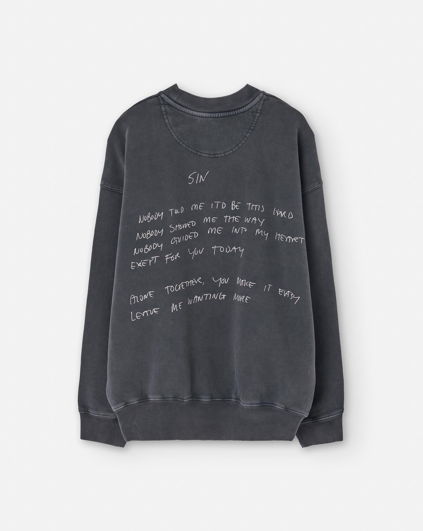 Sudadera Anine Bing Jaci Lyrics A0810904WBL1 WASHED BLACK ANINE BING 