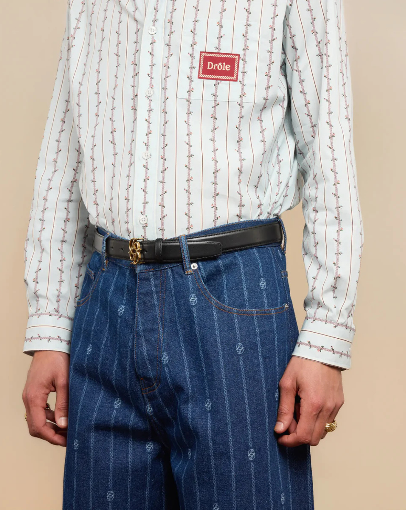 Denim Drole de Monsieur Le Jean Baggy Monogramme BP168 CO238 SW DROLE DE MONSIEUR 