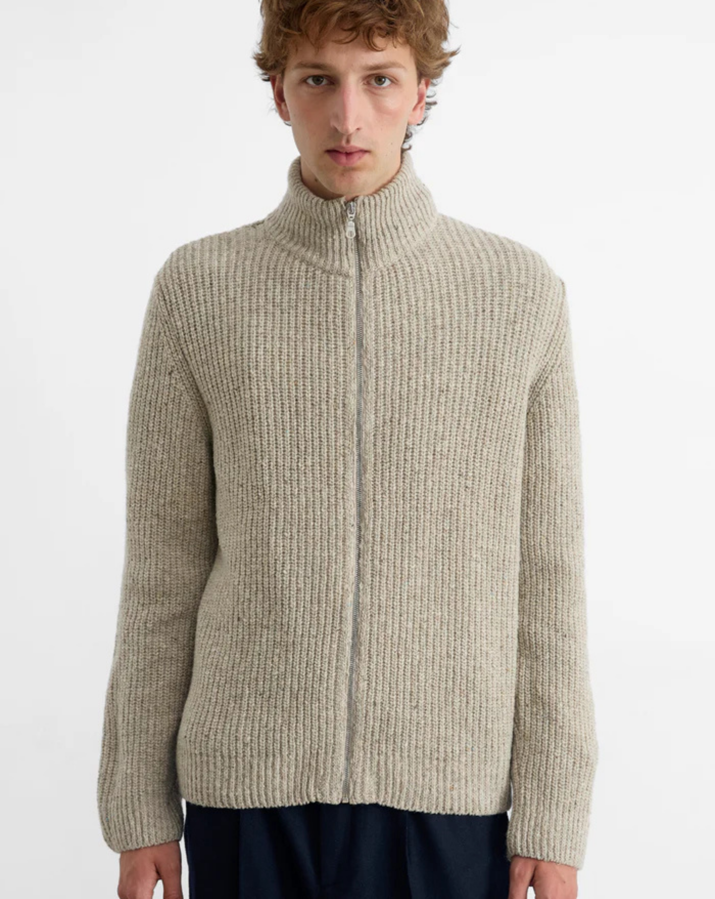 Jersey Edmmond Paris Cardigan 3256007820 PLAIN LIGHT GREY MELANGE EDMMOND 