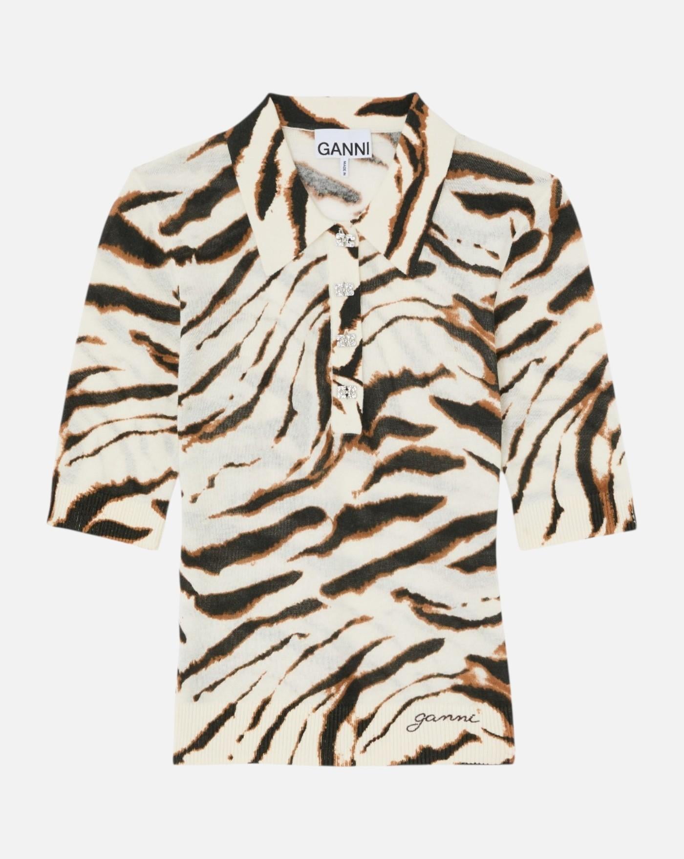 Polo Ganni Sheer Printed Cotton Polo A1170002 135 GANNI 