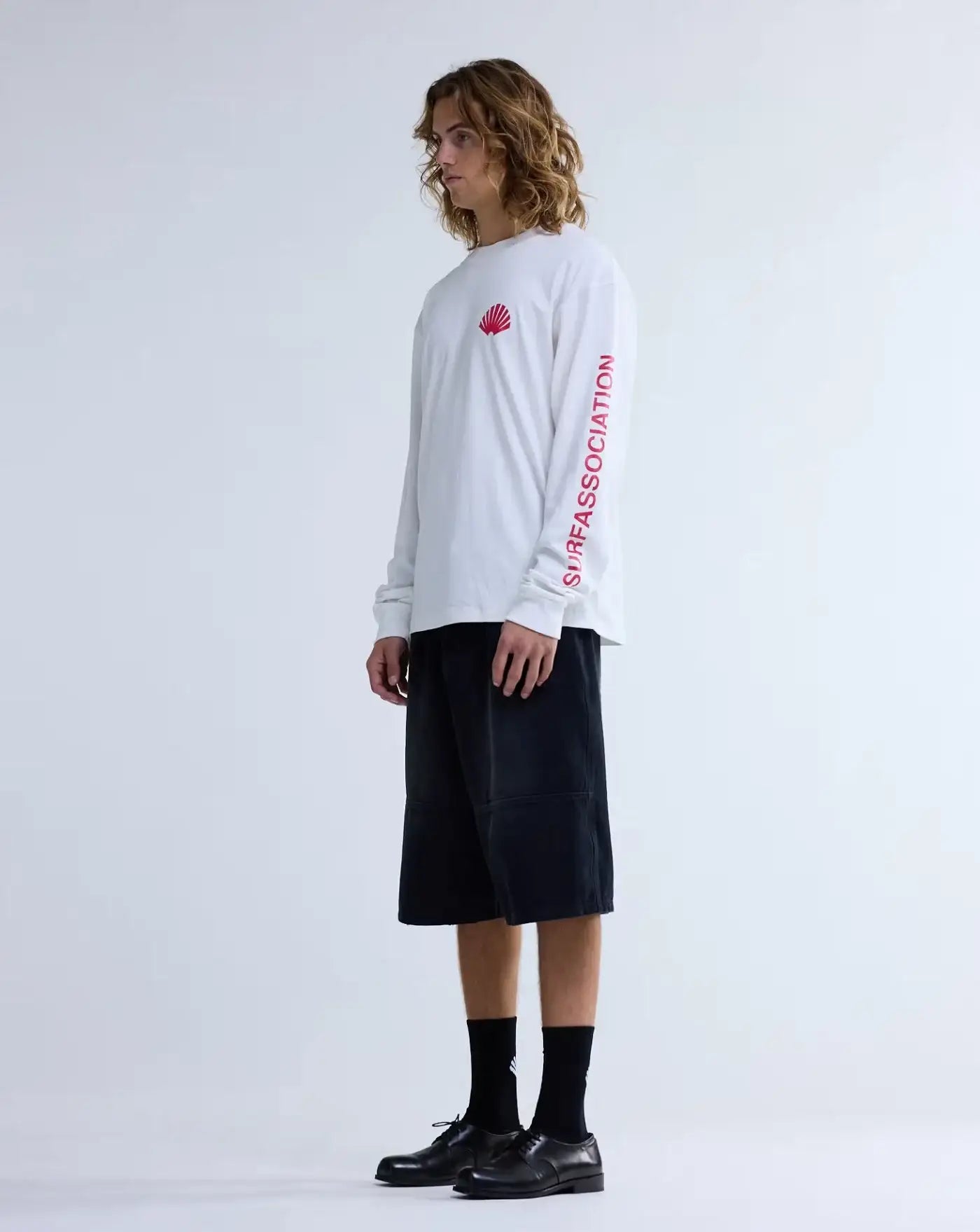 Camiseta New Amsterdam Logo Longsleeve Washed 2601106001 WHITE/DEEP RED NEW AMSTERDAM 