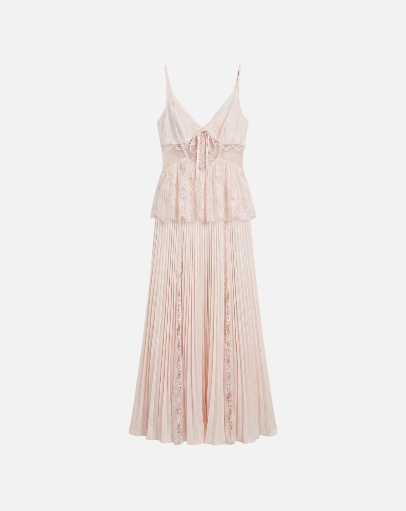 Vestido Self Portrait Blush Satin Lace Midi Dress SS26015MAP PINK SELF-PORTRAIT 