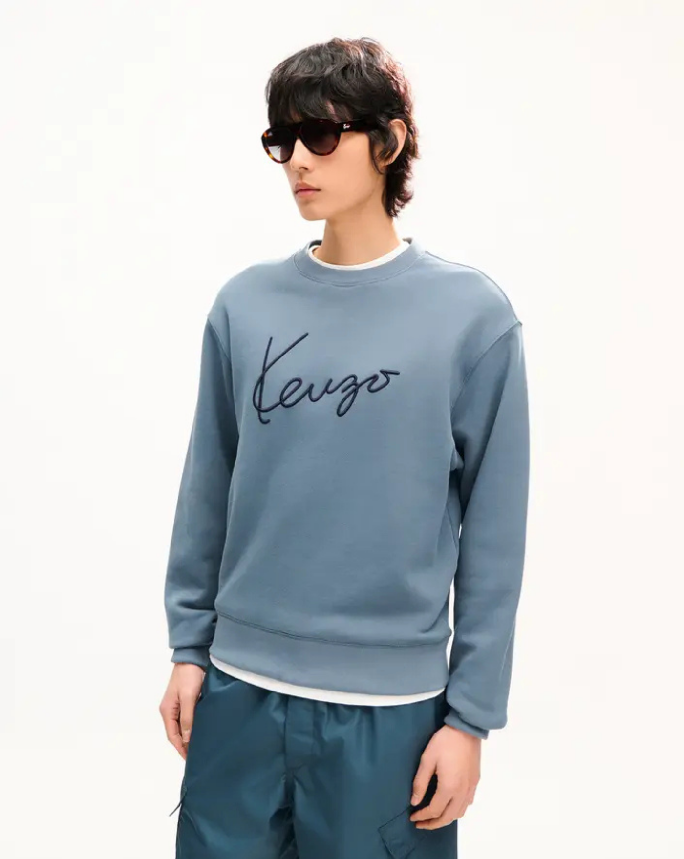 Sudadera de algodón bordada 'KENZO Signature'<BR/><BR/> FG65SW2704MJ 98 GREY KENZO 