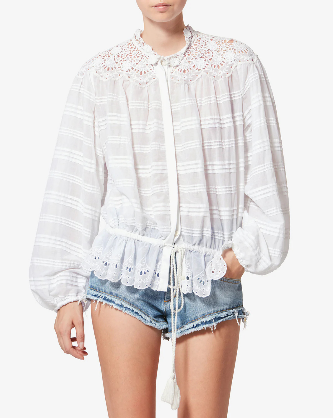 Blusa Isabel Marant Polly HT0767FAD1J05E 20WH ISABEL MARANT 