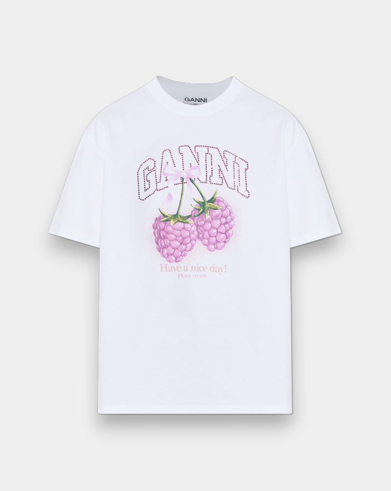 Camiseta Ganni Heavy Cotton Jersey Raspberry A1050140 151BRIGHT WHITE GANNI 