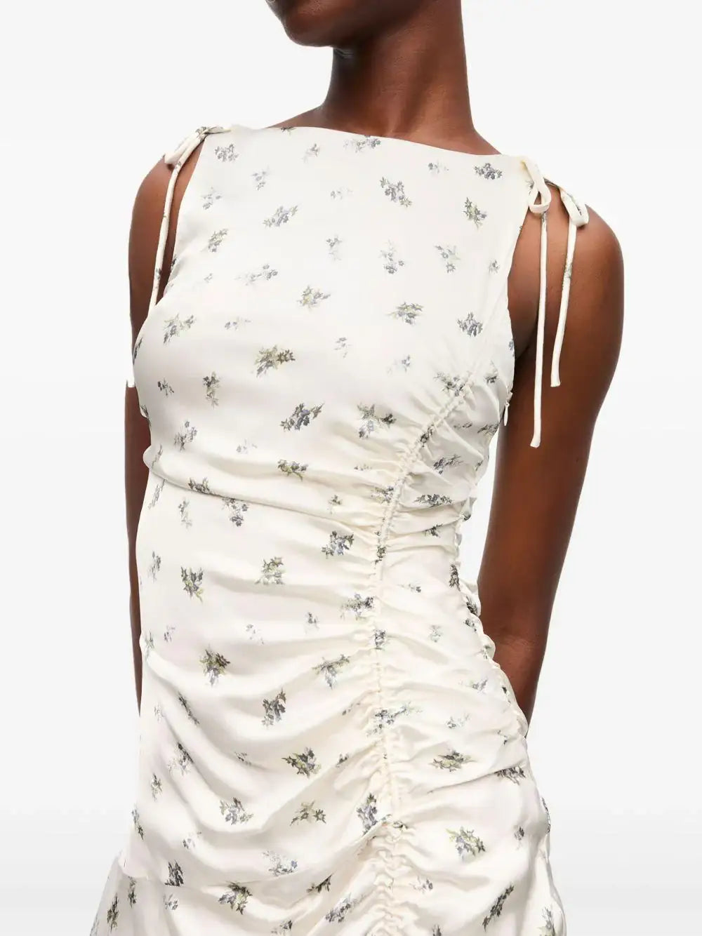 Vestido Ganni Printed Satin Gathered Long Dress W0262 135 GANNI 