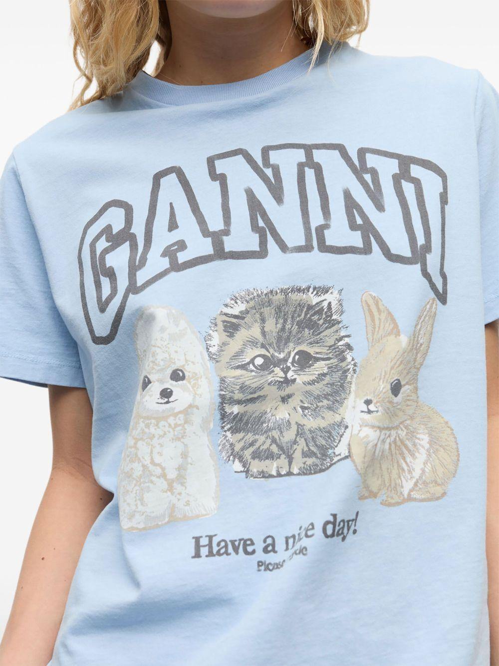 Camiseta Ganni Animals T4278 570 GANNI 