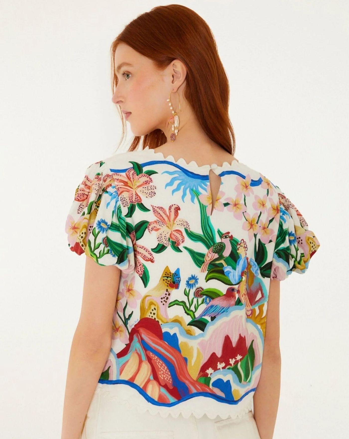 Blusa Farm Rio Garden of Life Scarf Off-white<BR/> 363552 OFF WHITE FARM RIO 