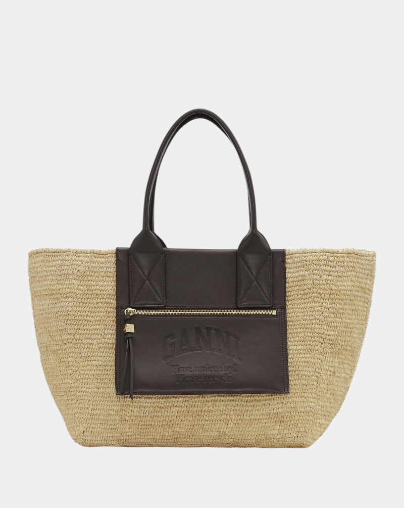 Bolso Ganni Easy Shopper Medium Raffia A6823 901 GANNI 