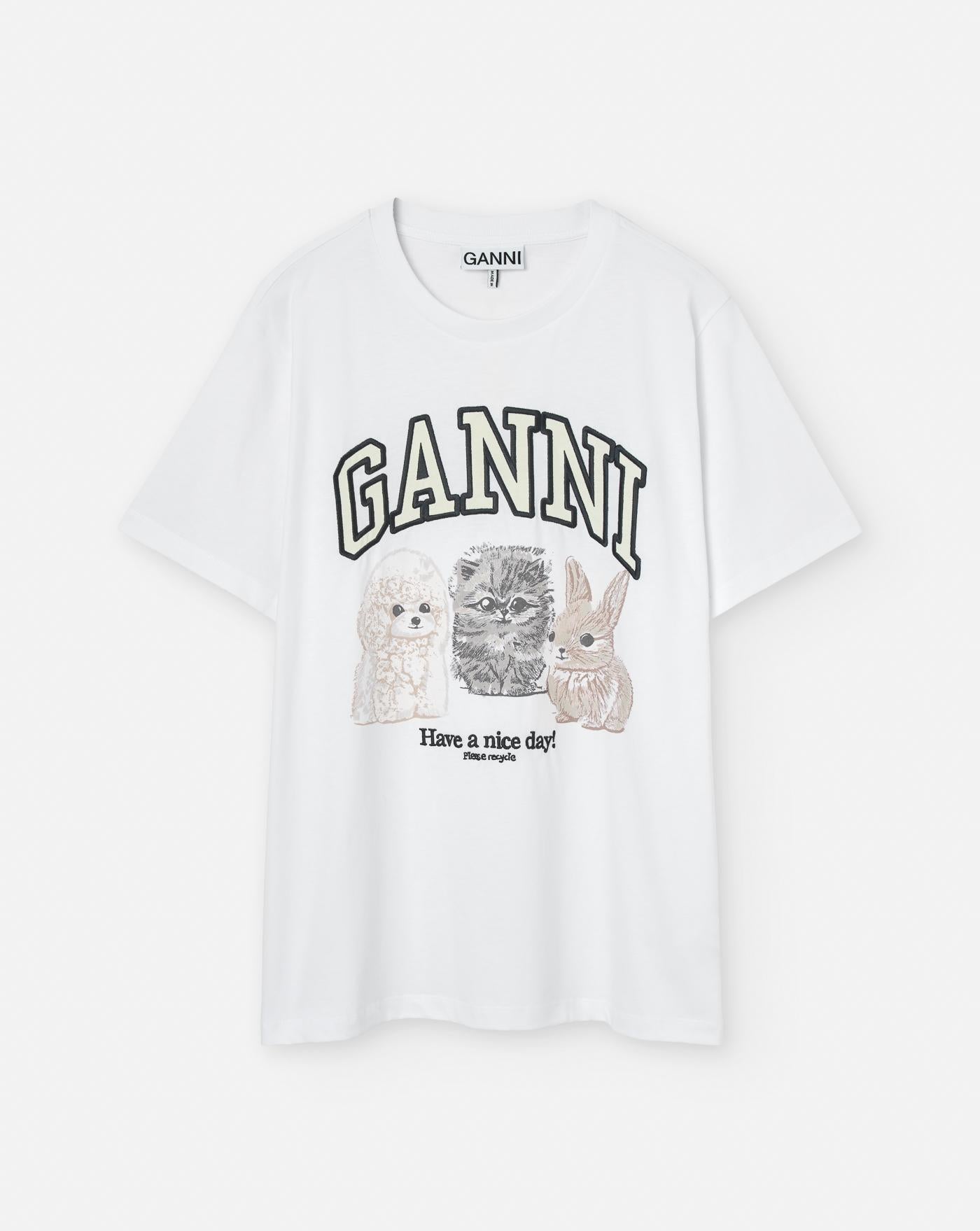 Camiseta Ganni Animals T4237 151 GANNI 