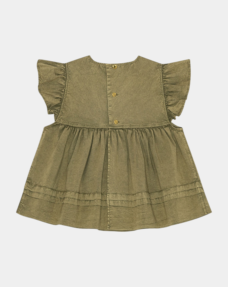 Top Ganni Washed Stretch Cotton Frill W0588 028 GANNI 