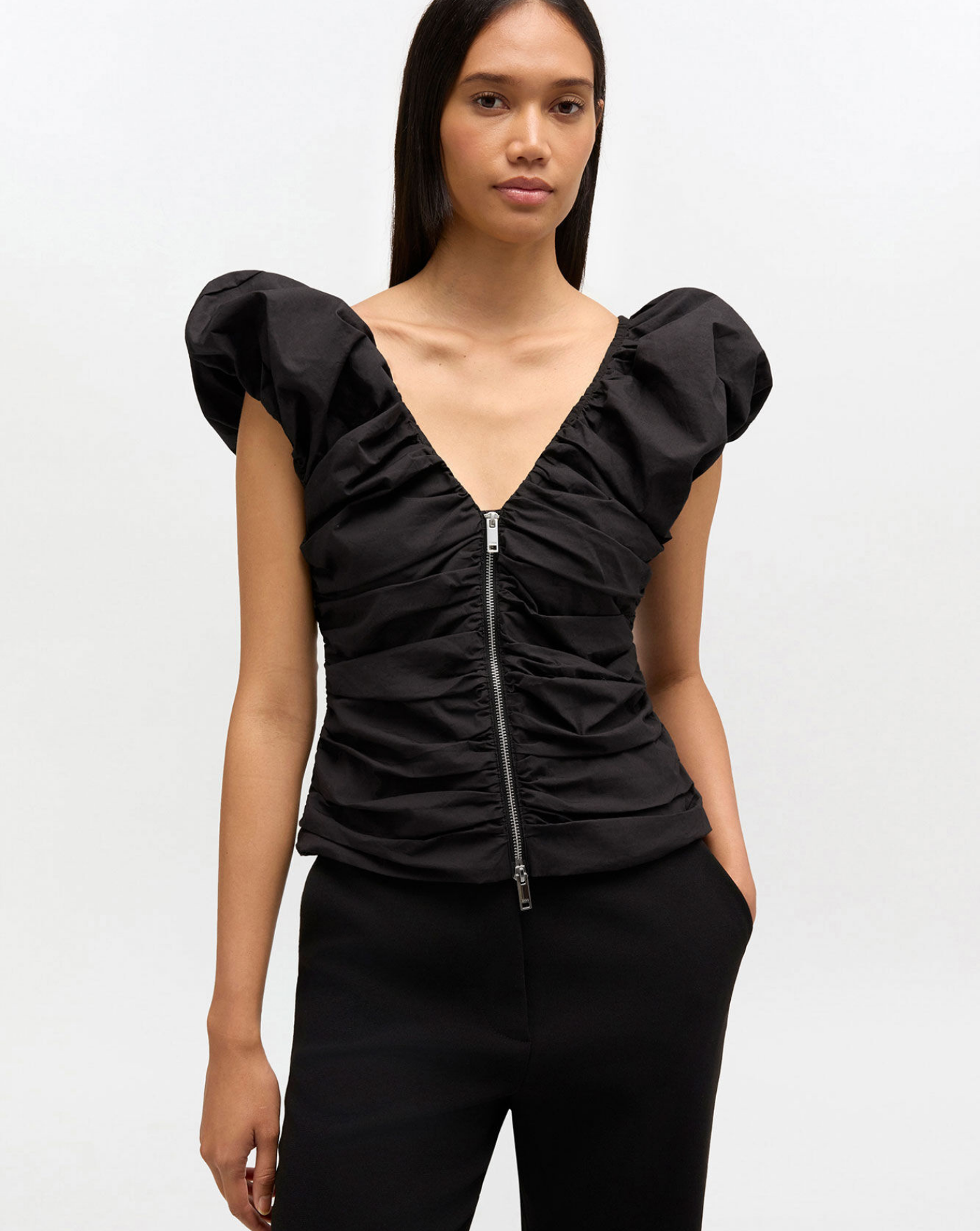 Top Ganni Ruched A1040071 099 GANNI 